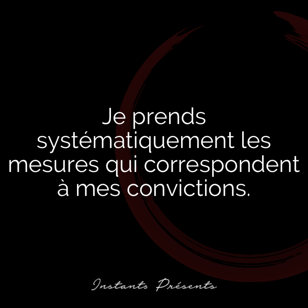 Je prends systématiquement les mesures qui correspondent à mes convictions.