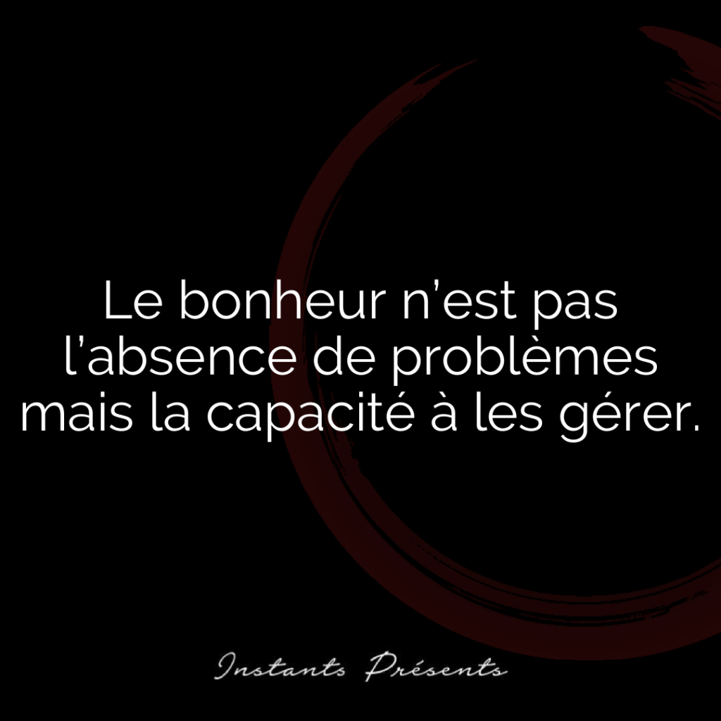 Le bonheur n’est pas l’absence de problèmes mais la capacité à les gérer.