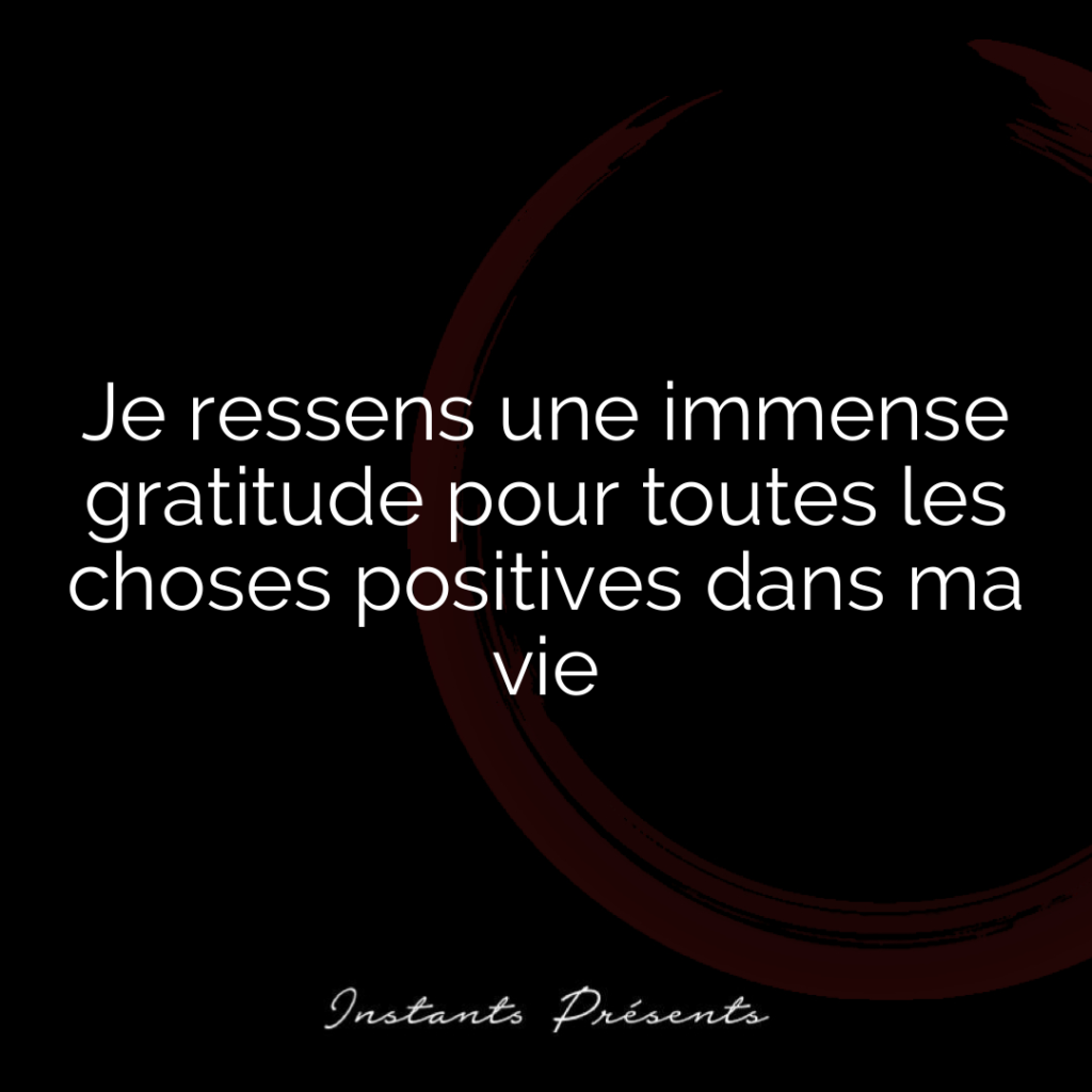 Je ressens une immense gratitude pour toutes les choses positives dans ma vie